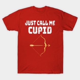 Just Call Me Cupid Retro cute archer bow Arrow Valentine Day by love Happy Valentines vintage image Valentine's Relationship Classic T-Shirt